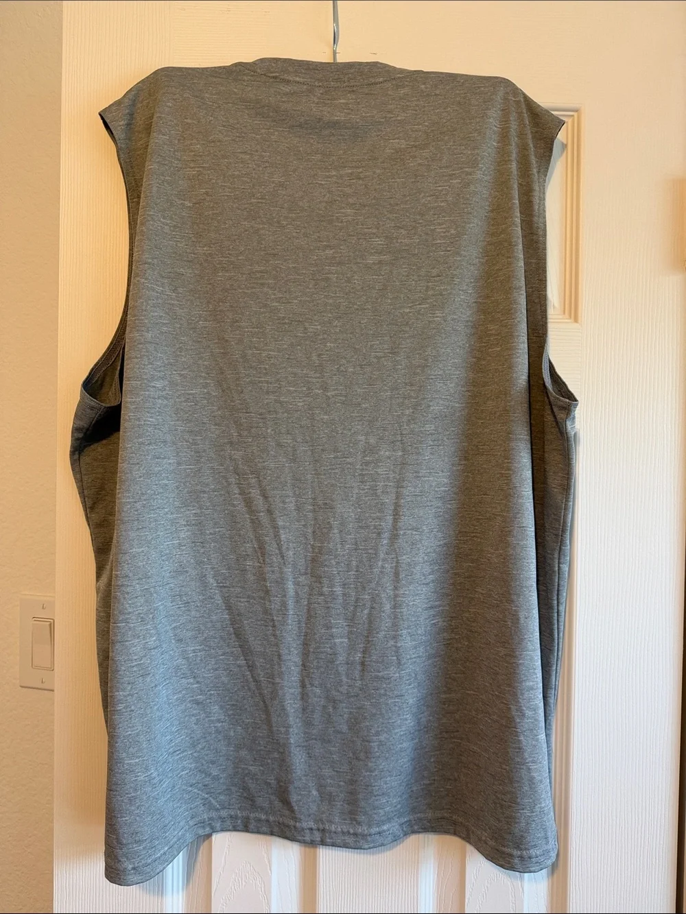 Nike Men’s Gray Sleeveless Dri-Fit Swim Tee with White Swoosh